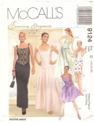 9124 MCCALLS BUSTIER TOP, STRAIGHT -FLARE SKIRT, OVERLAY PATTERN 4-16 4 SZS